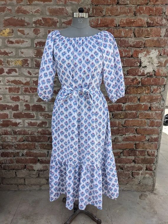 Hand Block Printed Dress, boho dress, short dress, summer dress, cotton dress, Indian cotton gauz... | Etsy (US)