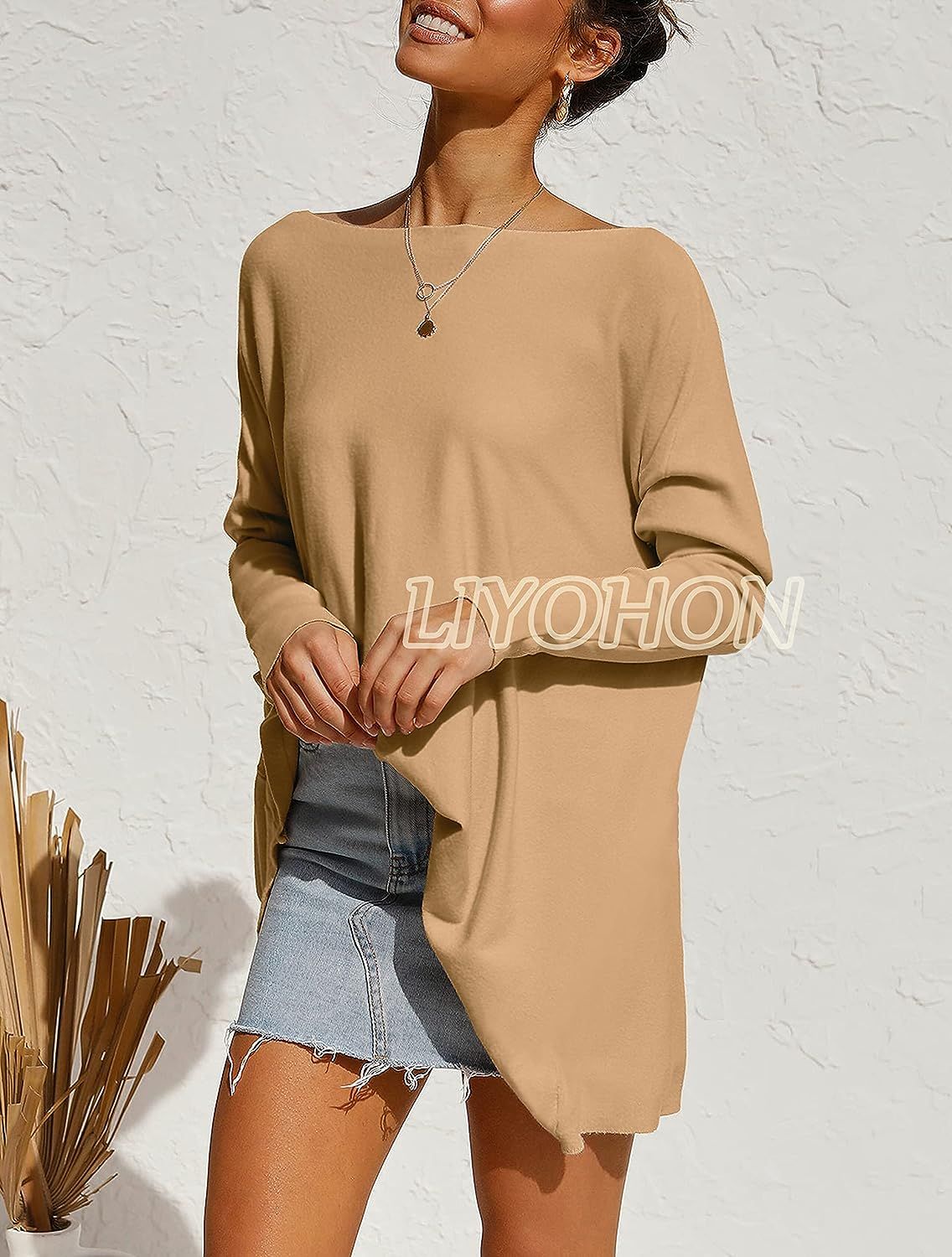 LIYOHON Oversized T Shirts for Women Tunic Tops to Wear with Leggings Long Sleeve Fall Sweaters D... | Amazon (US)