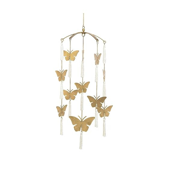 Crane Baby Handcrafted Brass Ceiling Hanging Mobile for Nursery, Butterfly Nursery Decor for Girl... | Amazon (US)