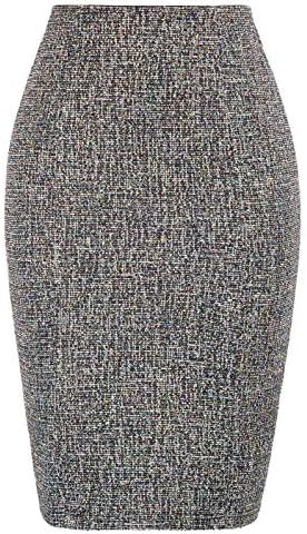 Kate Kasin Womens Knee Length Elastic Waist Stretchy Bodycon Business Tweed Pencil Skirt | Amazon (US)