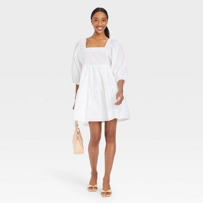 Women&#39;s Short Sleeve A-Line Dress - A New Day&#8482; White XS | Target