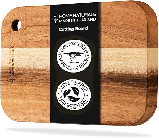 Home Naturals Cutting Board - Acacia Wood cutting board with a hole, Convenient Hanging - Made in... | Amazon (US)