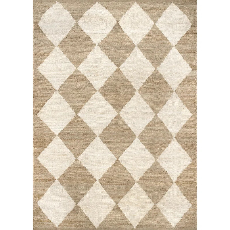 Godelinde Diamond Checkerboard Jute Natural Area Rug | Wayfair North America