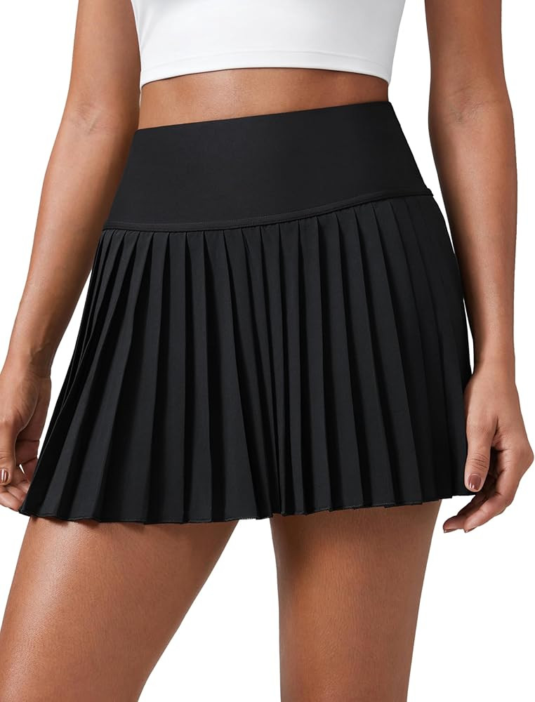 CRZ YOGA Women's High Waisted Pleated Tennis Skirts with Pockets Tummy Control Casual Liner A Lin... | Amazon (US)