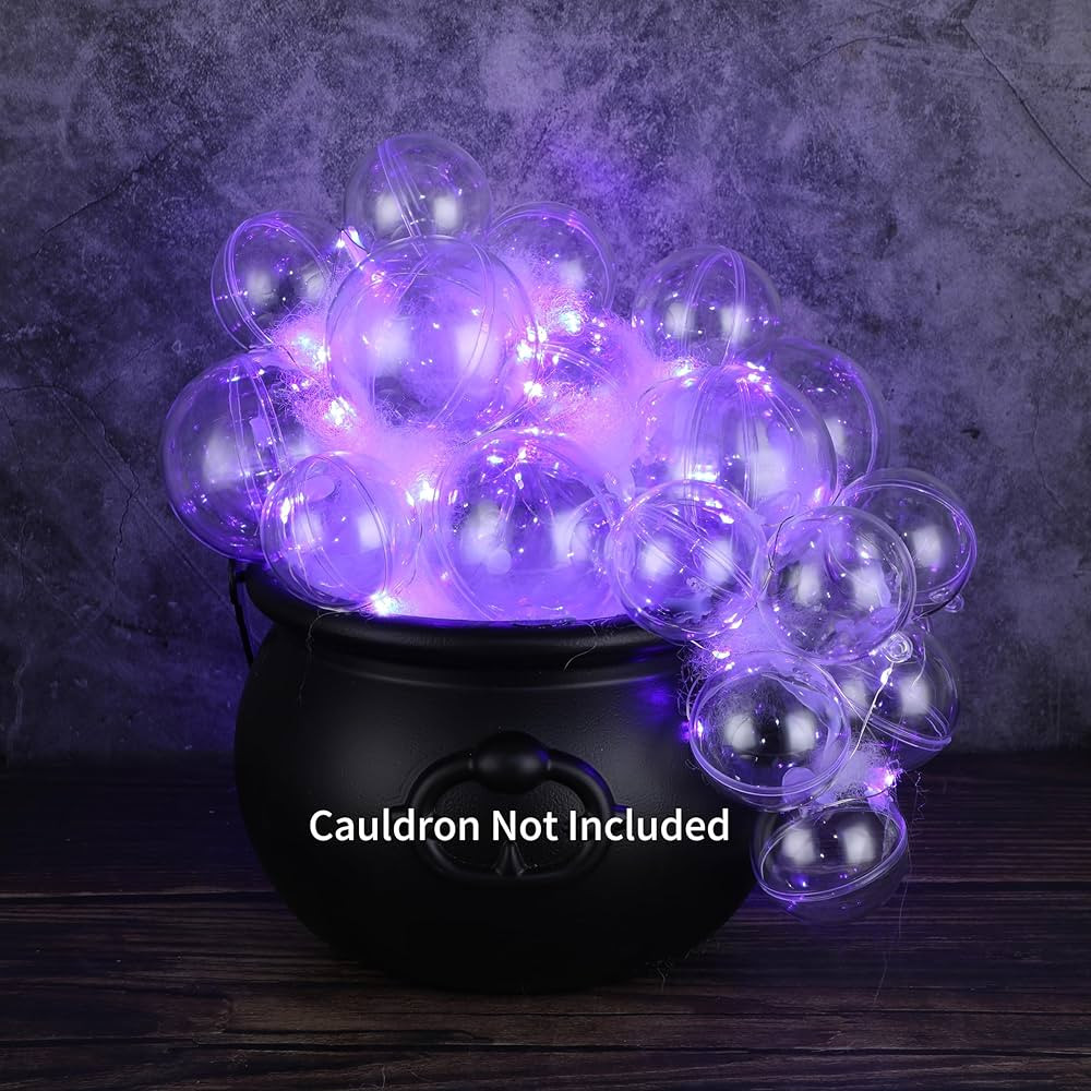 Wenqik 33 Pcs Halloween Bubble Cauldron DIY Set 30 Clear Plastic Balls String Light Cotton Glue P... | Amazon (US)