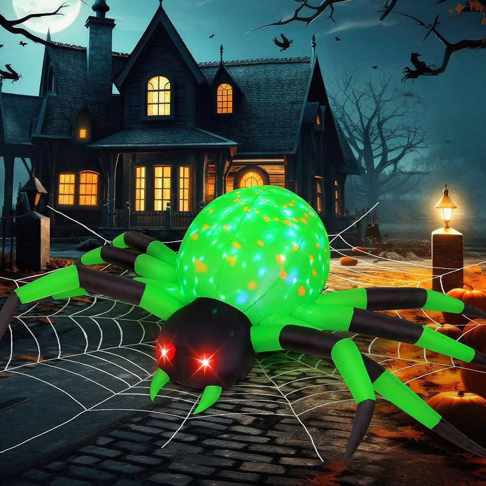 COMIN 9FT Width Halloween Inflatables Outdoor Decorations Spider Blow Up Yard Decoration with Bui... | Amazon (US)