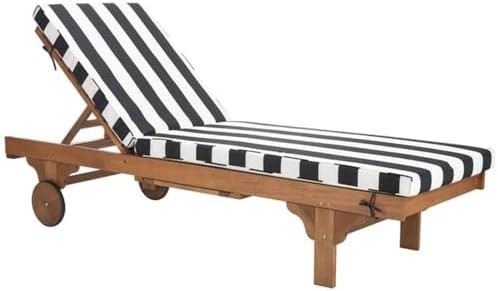 Pemberly Row Contemporary Mobile Patio Chaise Lounge, Black and White Finish, Reclining Function,... | Amazon (US)