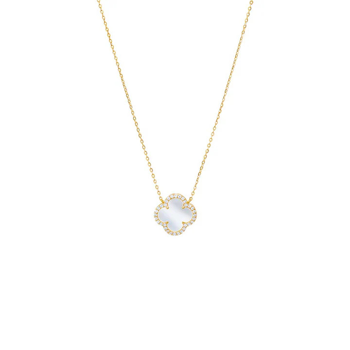 Pave Colored Stone Clover Necklace | Adina Eden