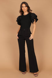 Bonnie Ruffle Sleeve Bodysuit - Black | Petal & Pup (US)