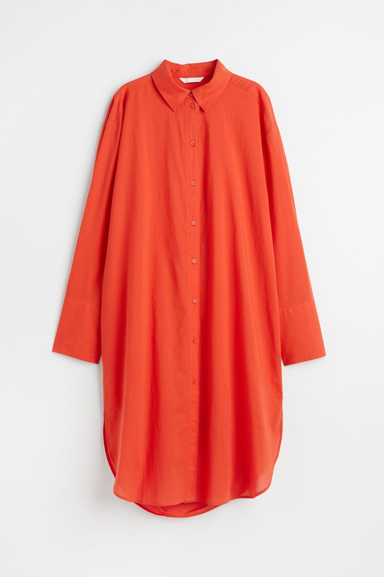 H & M - Oversized Shirt Dress - Orange | H&M (US + CA)