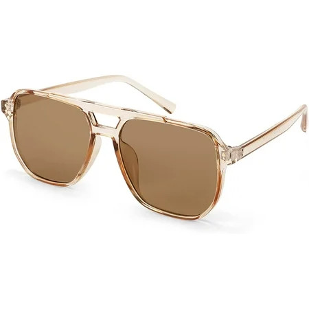 FEISEDY Retro Square Aviator Sunglasses Women Men 70s Vintage Trendy Plastic Frame Sun Glasses B2835 | Walmart (US)