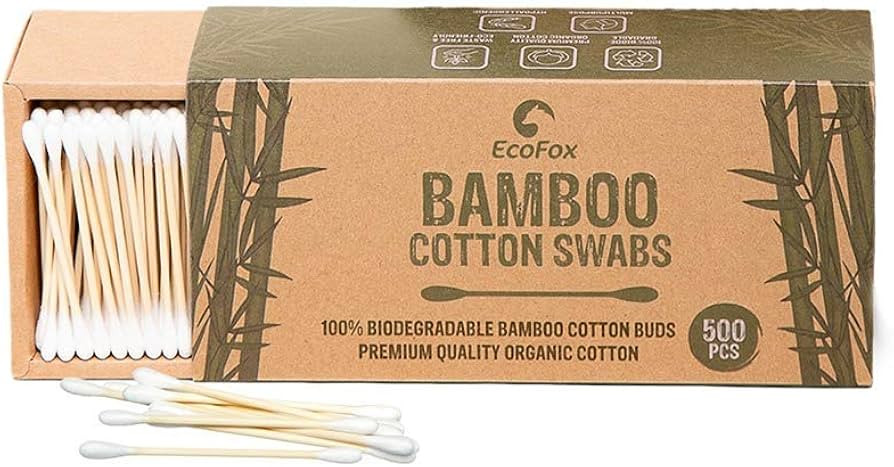 Bamboo Cotton Swabs 500 Count | Compostable & Pure Cotton Buds | Double Tipped Sticks | Made with... | Amazon (US)