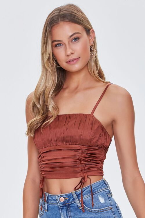 Satin Ruched Cropped Cami | Forever 21 | Forever 21 (US)