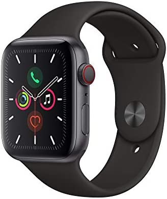 Apple Watch Series 5 (GPS + Cellular, 44mm) - Space Gray Aluminum Case with Black Sport Band | Amazon (US)