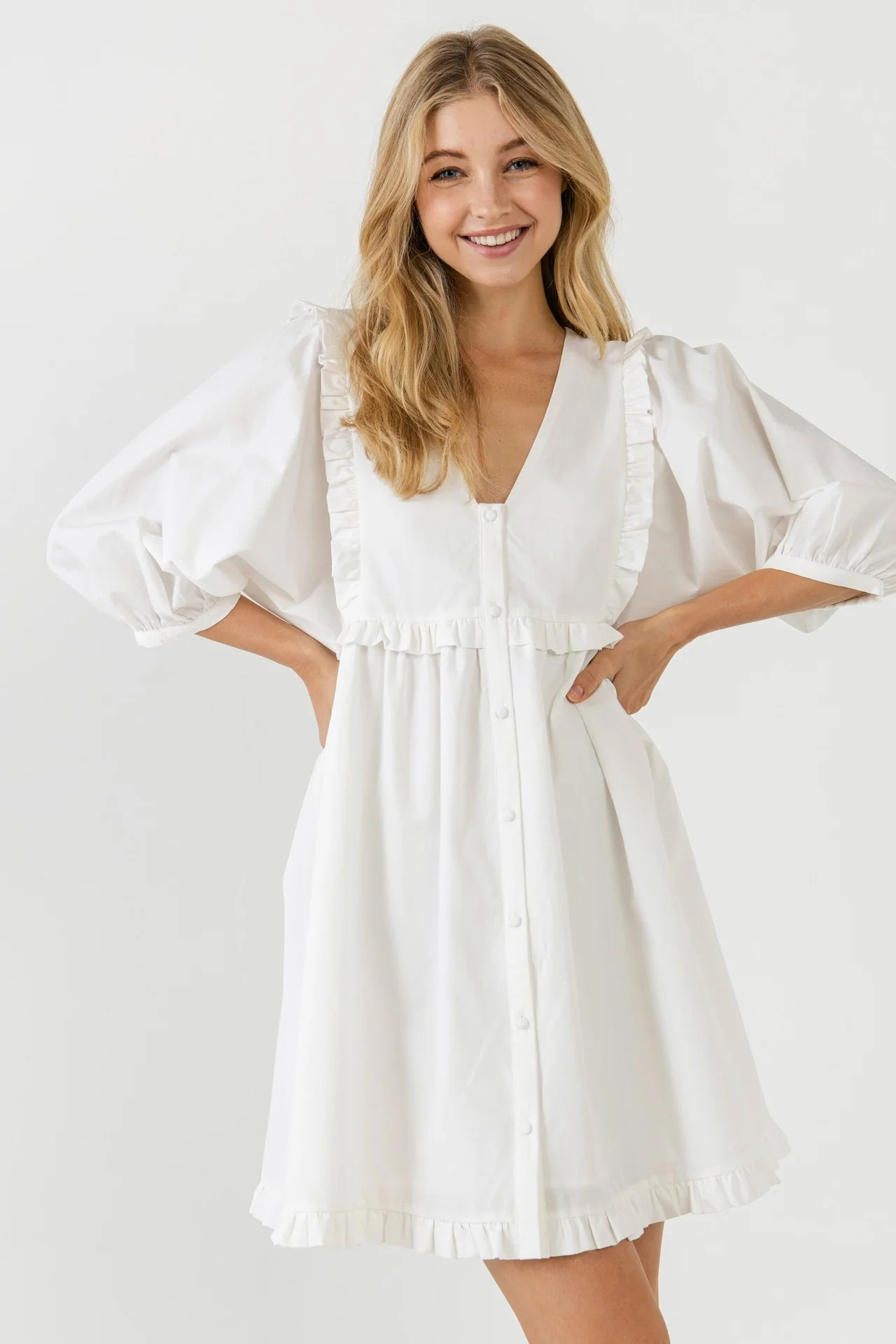 White Button Down Baby Doll Dress | Shop BIRDIE