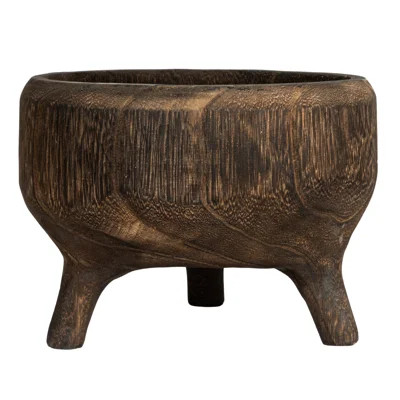 Rustic Paulownia Footed Wood Bowl | Wayfair North America
