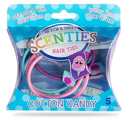 Scenties Girls Scented Stretchy Elastic Hair Ties, Pack of 5 - Cotton Candy | Amazon (US)