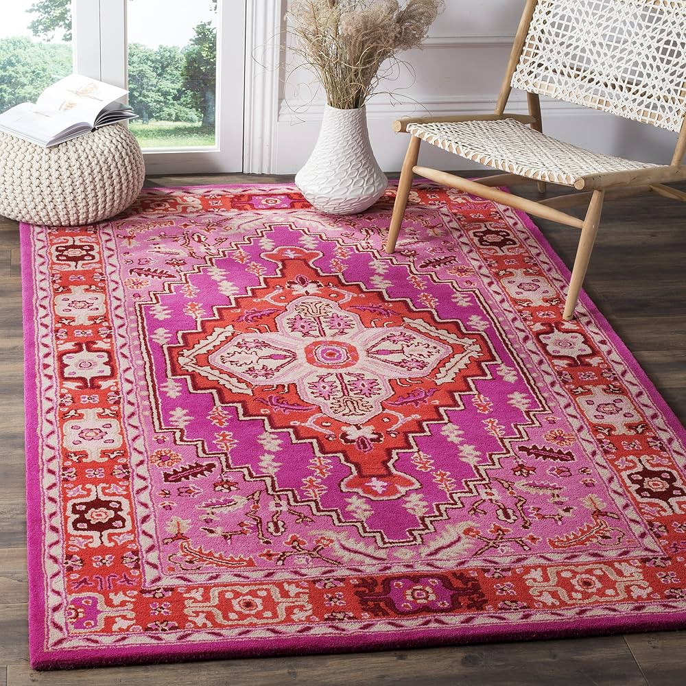 SAFAVIEH Bellagio Collection 8' x 10' Red / Pink BLG545B Handmade Medallion Premium Wool Area Rug | Amazon (US)