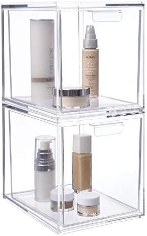 Amazon.com: STORi Audrey Stackable Cosmetic Organizer Drawers 6-3/4" Tall | set of 2 Clear : Beau... | Amazon (US)