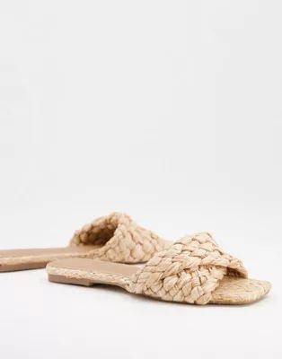 ASOS DESIGN Fiji woven mule sandals in natural | ASOS (Global)
