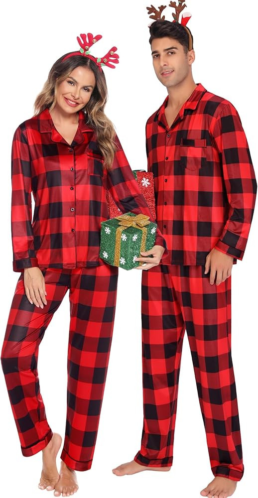 SWOMOG Family Christmas Pajamas Set Women & Men & Kids Long Sleeve Pj Set Party Sleepwear Button-... | Amazon (US)