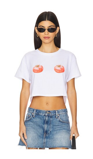 Ripened Tomatoes Crop Top in White | Revolve Clothing (Global)