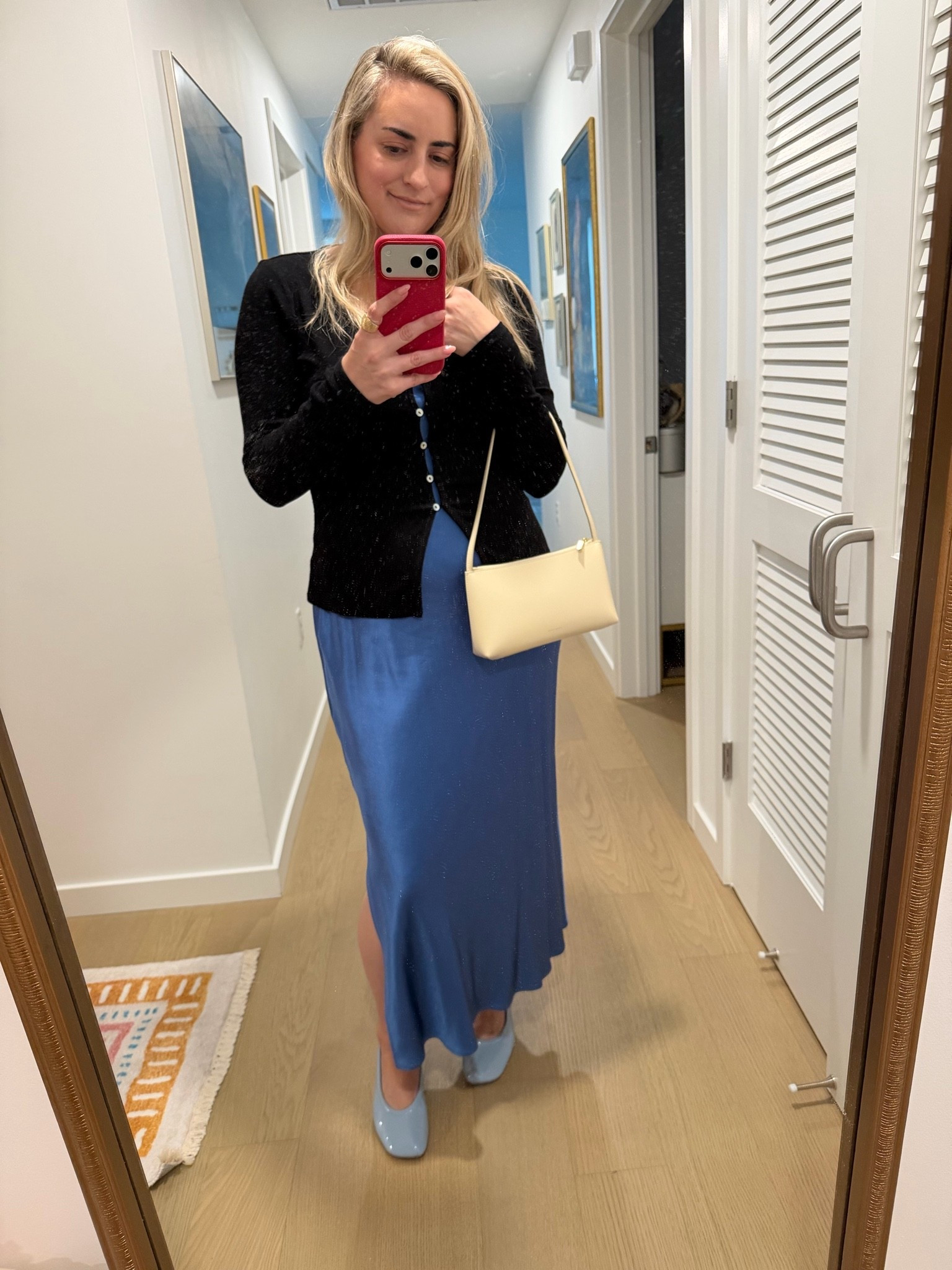 Slip dress with a black button down cami for date night or everything day style!