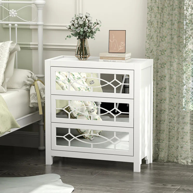 Ezora 3 Drawer Mirror Nightstand | Wayfair Professional