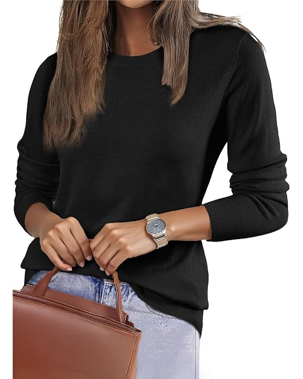 EVALESS Fall Sweaters for Women 2025 Trendy Wool Blend Sweaters Long Sleeve Crewneck Fall Outfits... | Amazon (US)
