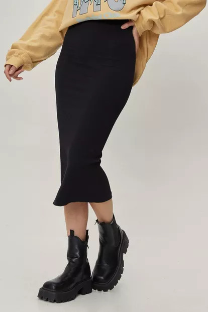 Seamless High Waist Bodycon Midi Skirt | Nasty Gal (US)