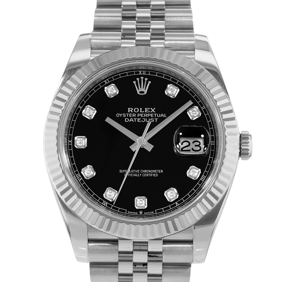Pre-owned Rolex Datejust 41 Automatic Chronometer Diamond Black Dial Mens Watch 126334 BKDJ | Jomashop.com & JomaDeals.com
