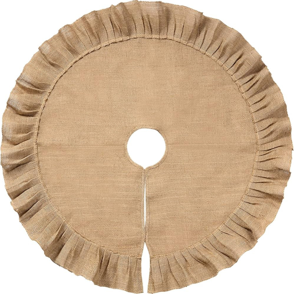 Christmas Tree Skirt Tree Skirt Linen Burlap Tree Skirt for Christmas Tree Decorations (Linen Col... | Amazon (US)