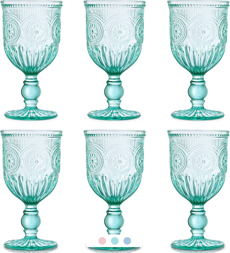 Yungala Green Wine Glasses set of 6 green goblets for lovers of green glassware or colored glassw... | Amazon (US)