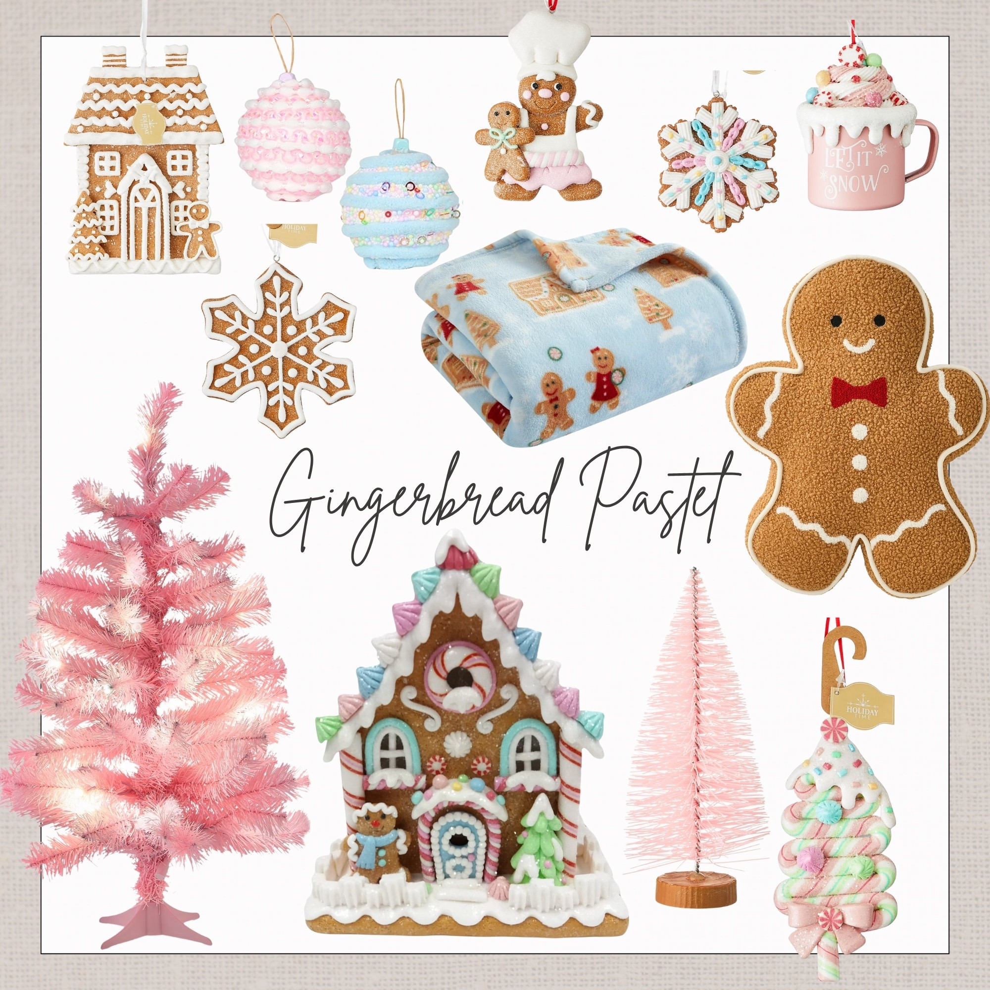 Walmart Christmas decor, gingerbread pastel, pink Christmas, pink tree, gingerbread pastel ornaments, holiday time, throw pillows, throw blankets, Christmas village 

#LTKSeasonal #LTKHome #LTKHoliday