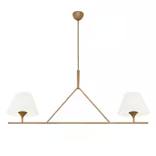 aiwen 54.33 in. 2-Light Kitchen Island Linear Chandelier Classic Copper Pendant Light with fabric... | The Home Depot