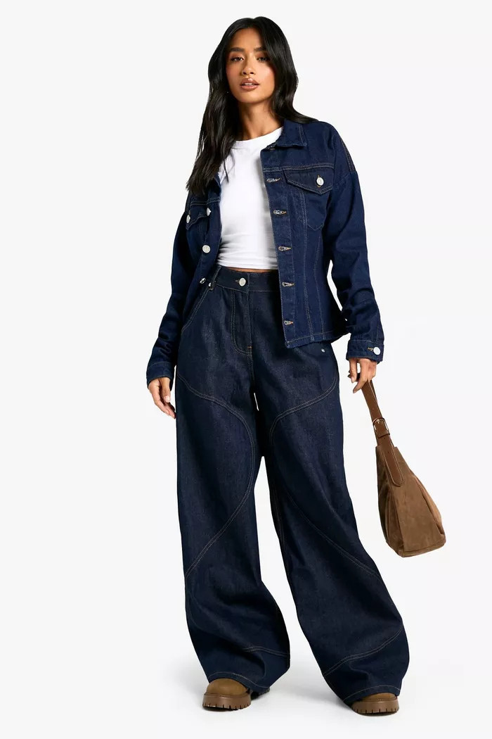 Petite Cinched Waist Indigo Denim Jacket | Boohoo.com (UK & IE)