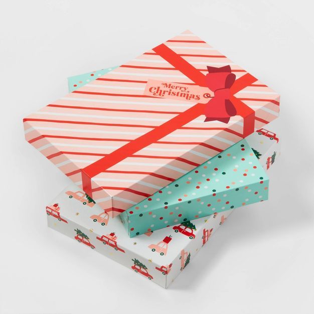 3ct Flat Shirt Gift Box Cars/Present/Polka Dots - Wondershop&#8482; | Target