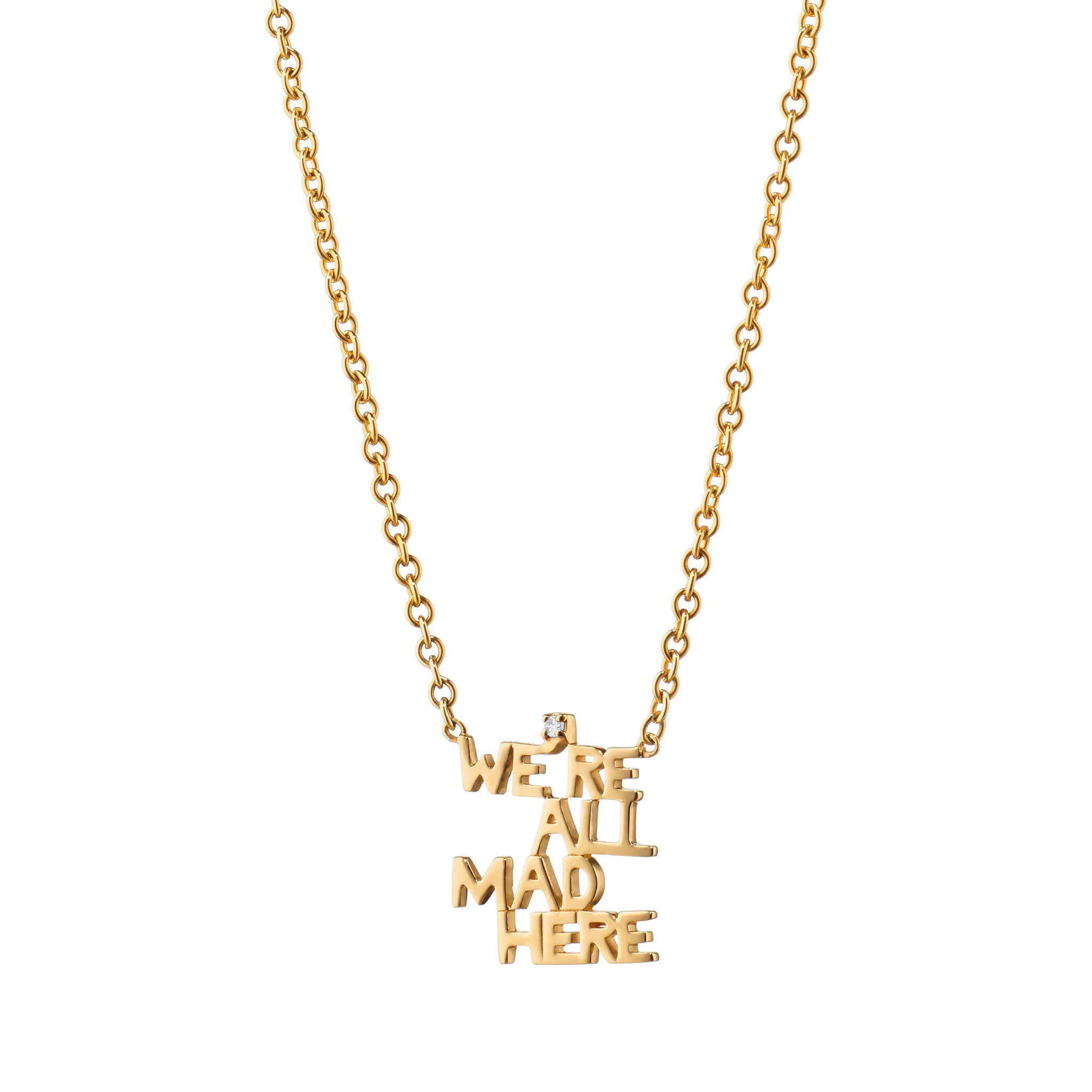 “We’re All Mad Here” 18K Yellow Gold Necklace | Monica Rich Kosann