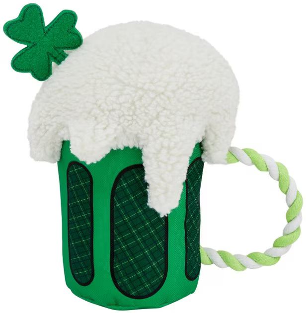 Frisco St. Patrick's Shamrock Beer Plush with Rope Squeaky Dog Toy | Chewy.com
