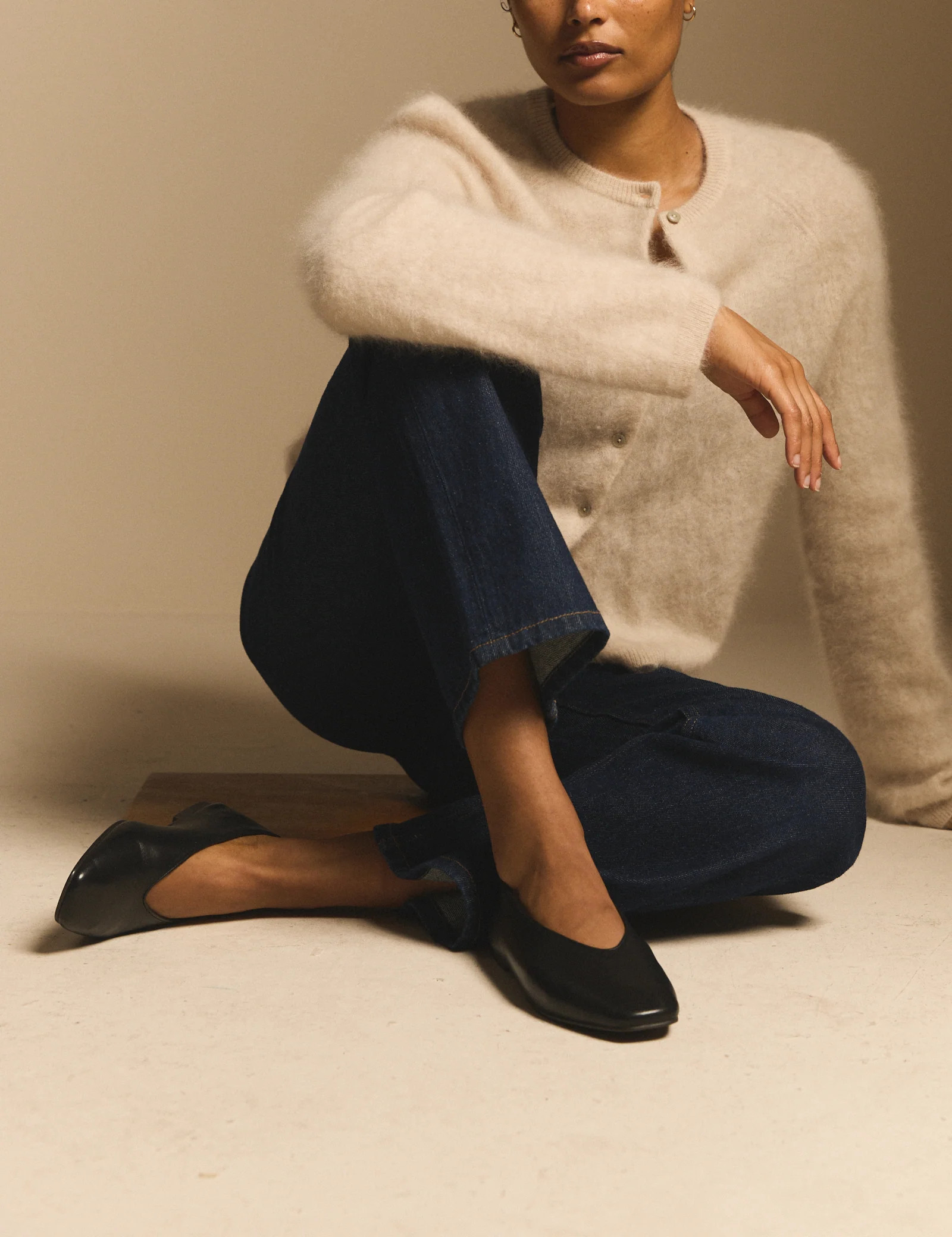 Black Leather High Vamp Ballet Flats | Nobody's Child