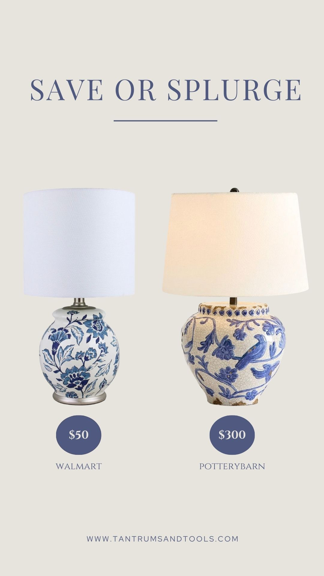 This splurge is 😍😍😍 The prettiest vintage blue floral pattern for sure! Save or splurge home finds  Ceramic table lamp, Pottery Barn, Walmart, Wayfair, Target. 

 #LTKSeasonal #LTKHome