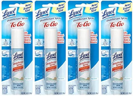 Lysol To Go Disinfectant Spray, Crisp Linen, Travel Size - 1 oz (Pack of 4) | Amazon (US)