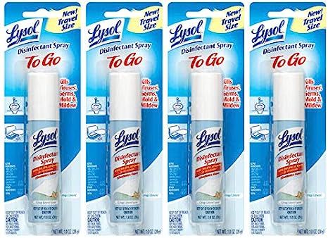 Lysol To Go Disinfectant Spray, Crisp Linen, Travel Size - 1 oz (Pack of 4) | Amazon (US)