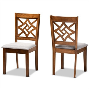 Bowery Hill Upholstered Seat Wood Dining Chair in Brown and Gray (Set of 2) | Homesquare