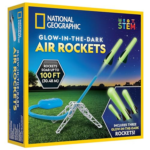 National Geographic Air Rocket Launcher Toy - Launch Glow in The Dark Rockets up to 100 Feet, Kids Outdoor Toys, Toys for Kids 8-12, Glow in The Dark Toys, Rocket Kit, Fun Outdoor Toys | Amazon (US)