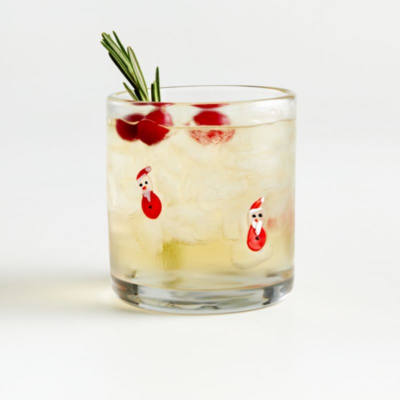 Santa Double Old-Fashioned Glass | Crate and Barrel | Crate & Barrel