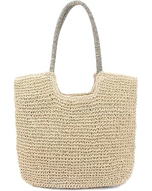 Straw Tote Bags for Women Summer Straw Beach Bag Large Woven Tote Bag Travel Beach Tote Bag | Amazon (US)