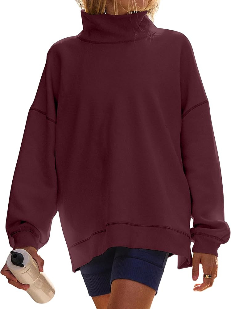Women’s Oversized Sweatshirts Mockneck Sweatshirt Turtleneck Loose Fit Drop Shoulder Long Sleev... | Amazon (US)