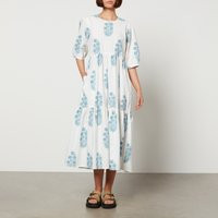 SZ Blockprints Gaia Floral-Print Cotton-Poplin Dress - S | Coggles (Global)