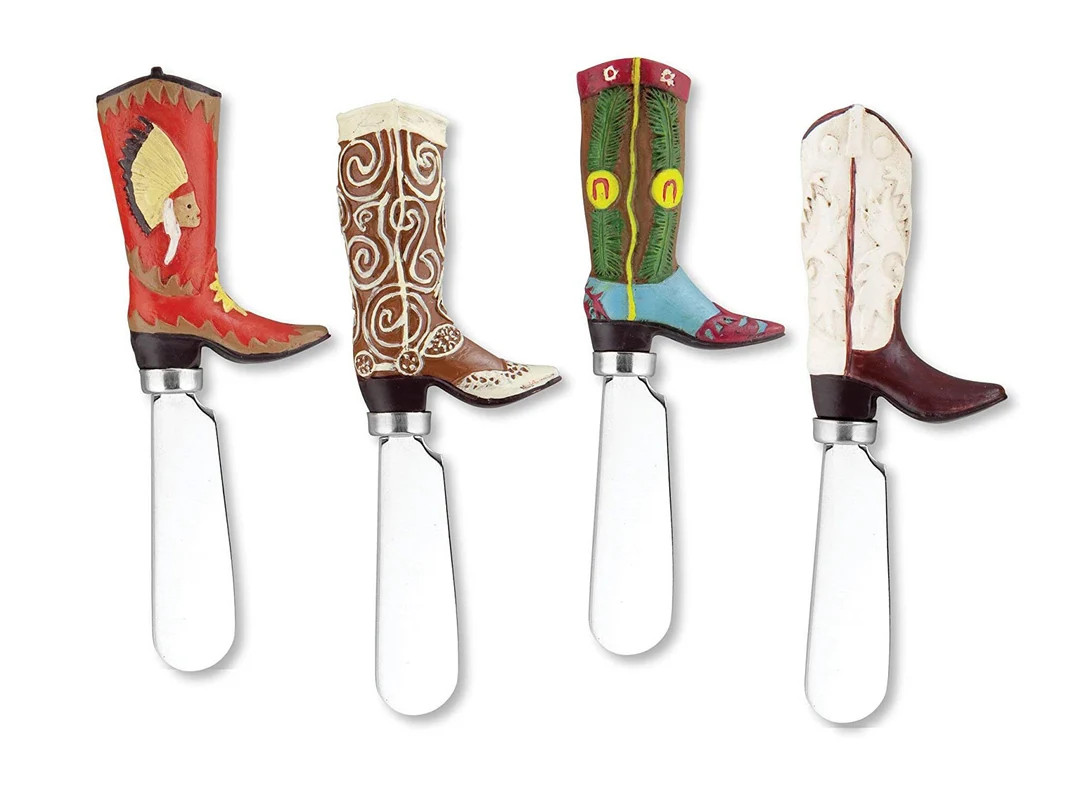Hand Painted Cowboy Boot Knife Cheese Spreaders  Set of 4pcs - Etsy | Etsy (US)